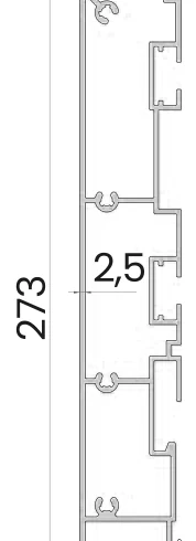 Secțiune profil grindă-jgheab, cod 4111, 273 × 45 mm, perete 2,5 mm